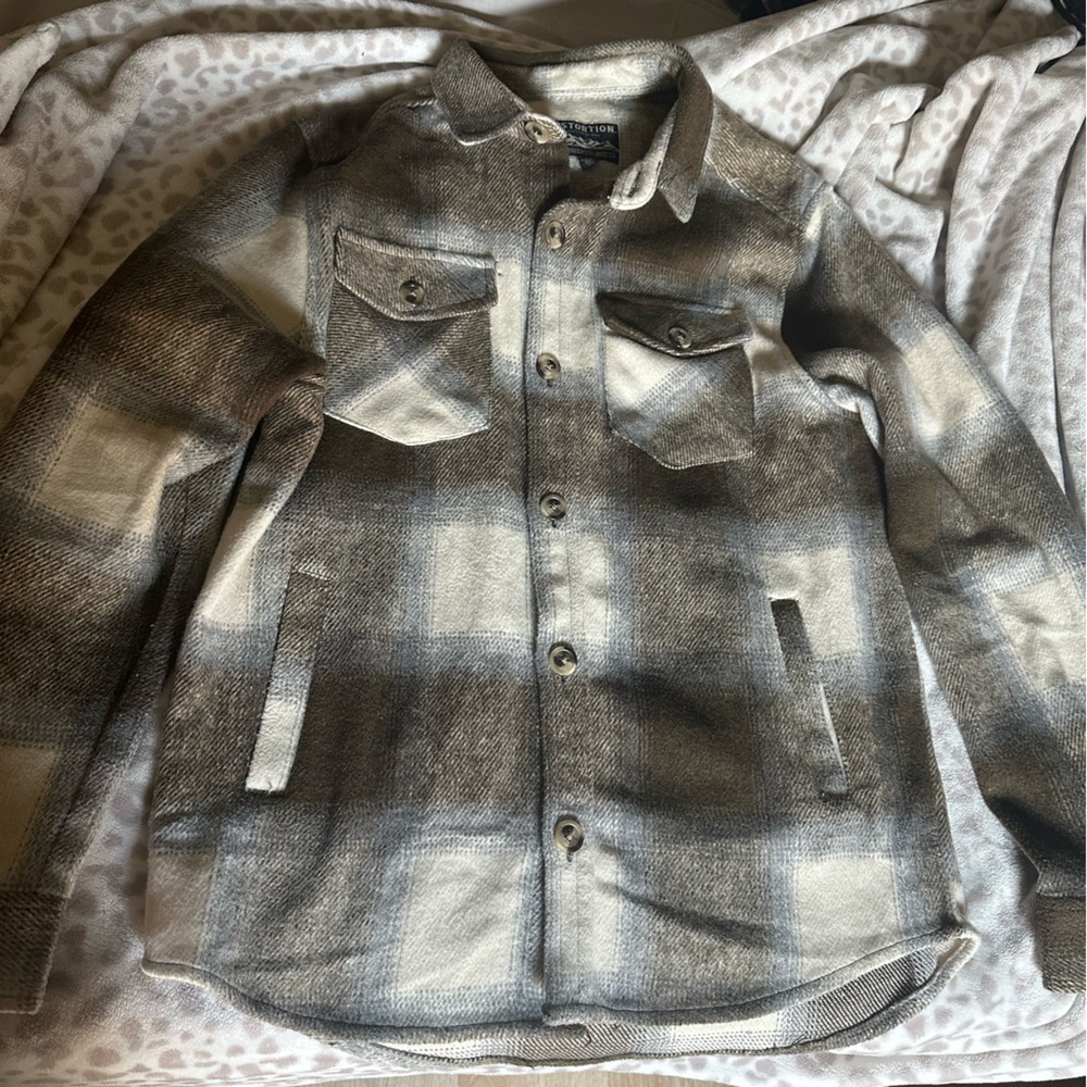 Men's Plaid Jacket - Gray and Cream